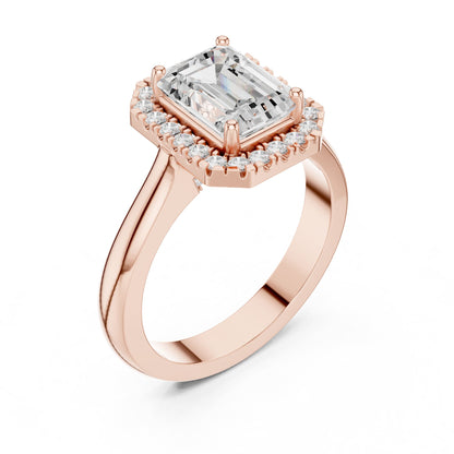 Emerald Halo Lab Grown Diamond Engagement Ring