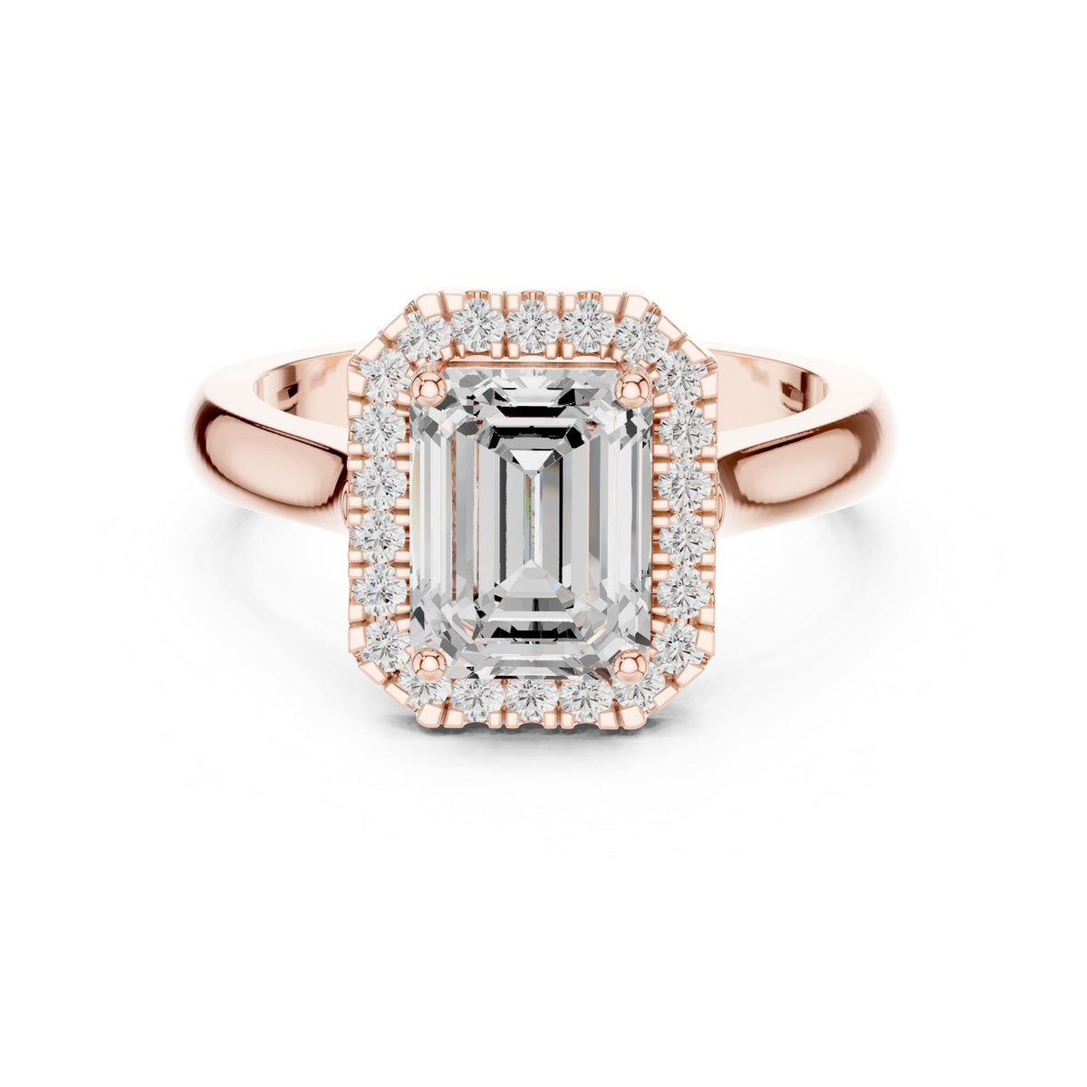 Emerald Halo Lab Grown Diamond Engagement Ring