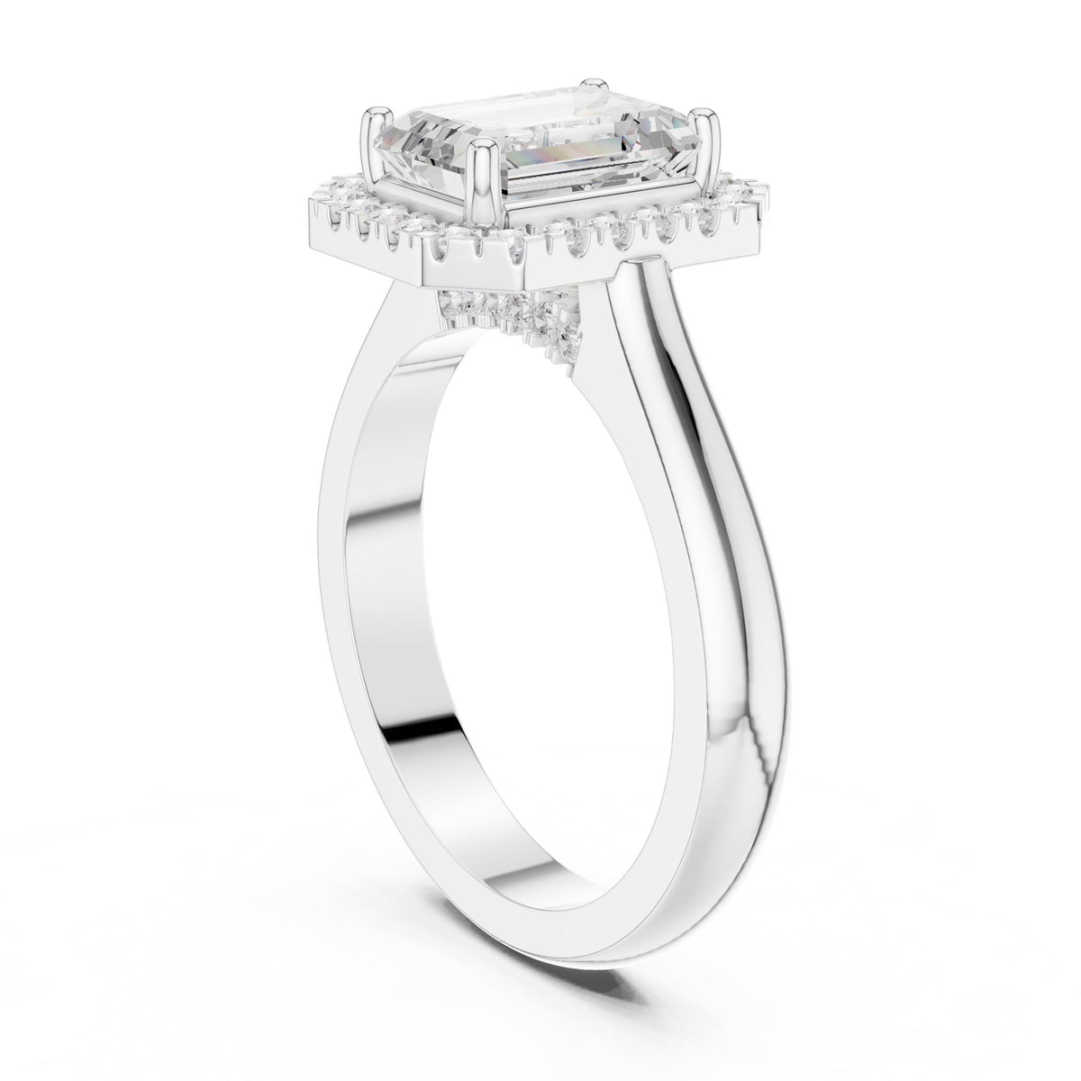 Emerald Halo Lab Grown Diamond Engagement Ring