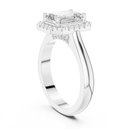 Emerald Halo Lab Grown Diamond Engagement Ring