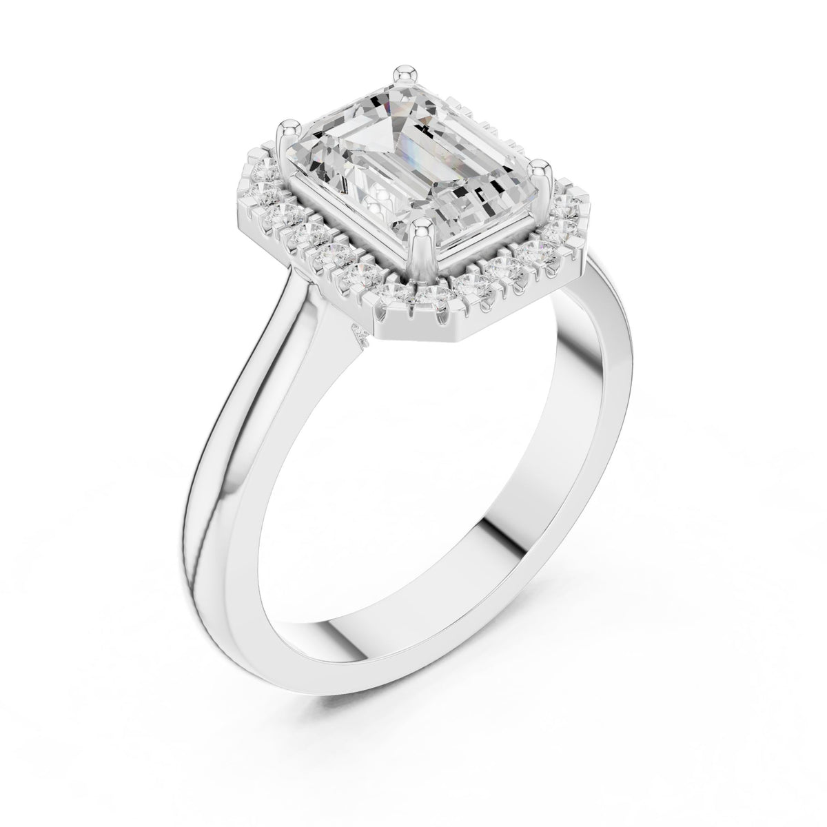 Emerald Halo Lab Grown Diamond Engagement Ring