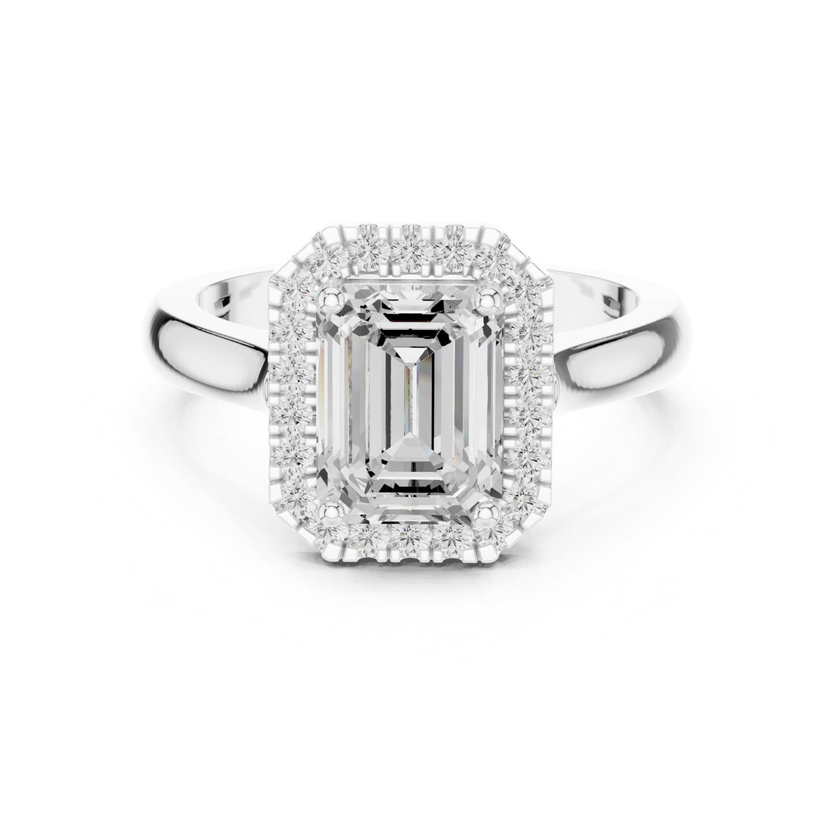 Emerald Halo Lab Grown Diamond Engagement Ring