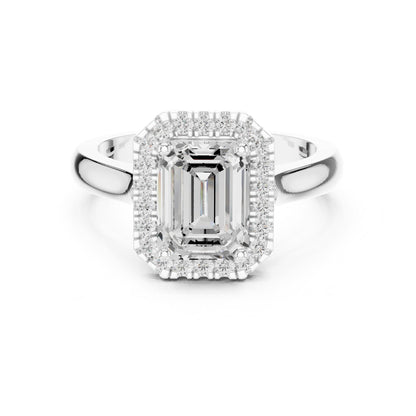 Emerald Halo Lab Grown Diamond Engagement Ring