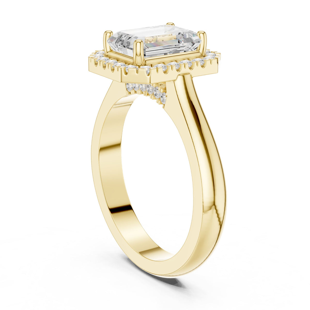 Emerald Halo Lab Grown Diamond Engagement Ring