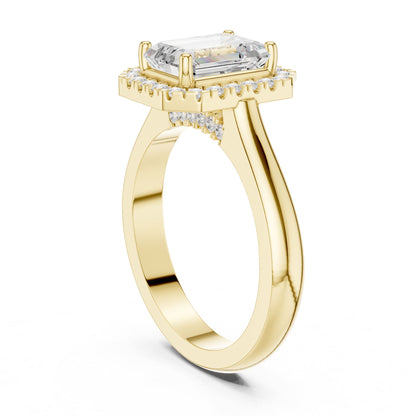 Emerald Halo Lab Grown Diamond Engagement Ring