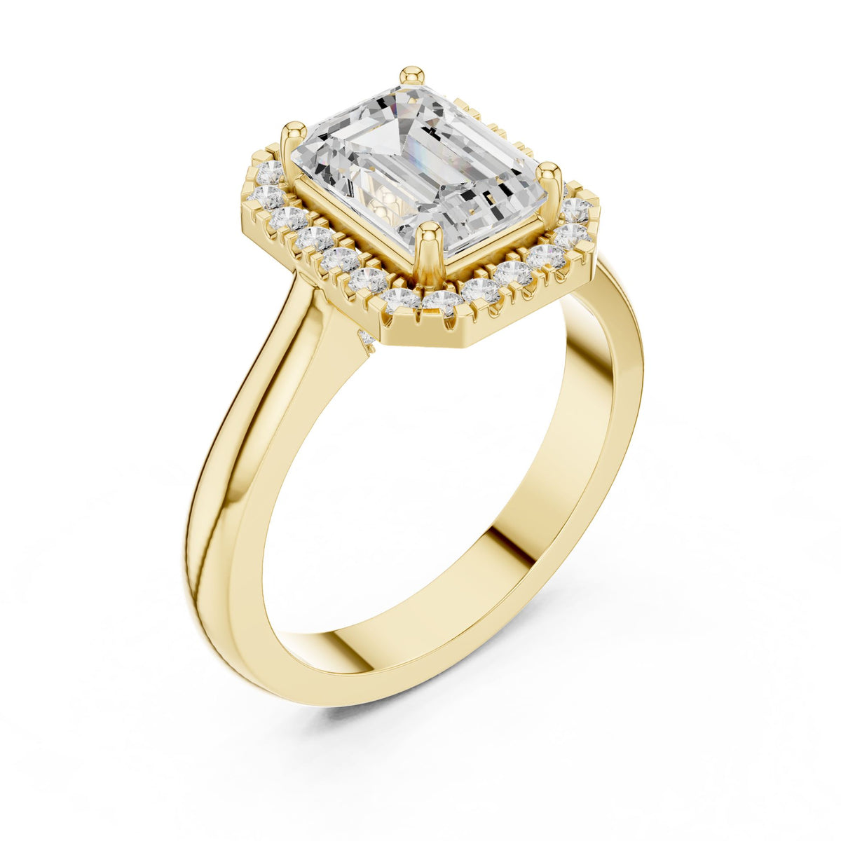 Emerald Halo Lab Grown Diamond Engagement Ring