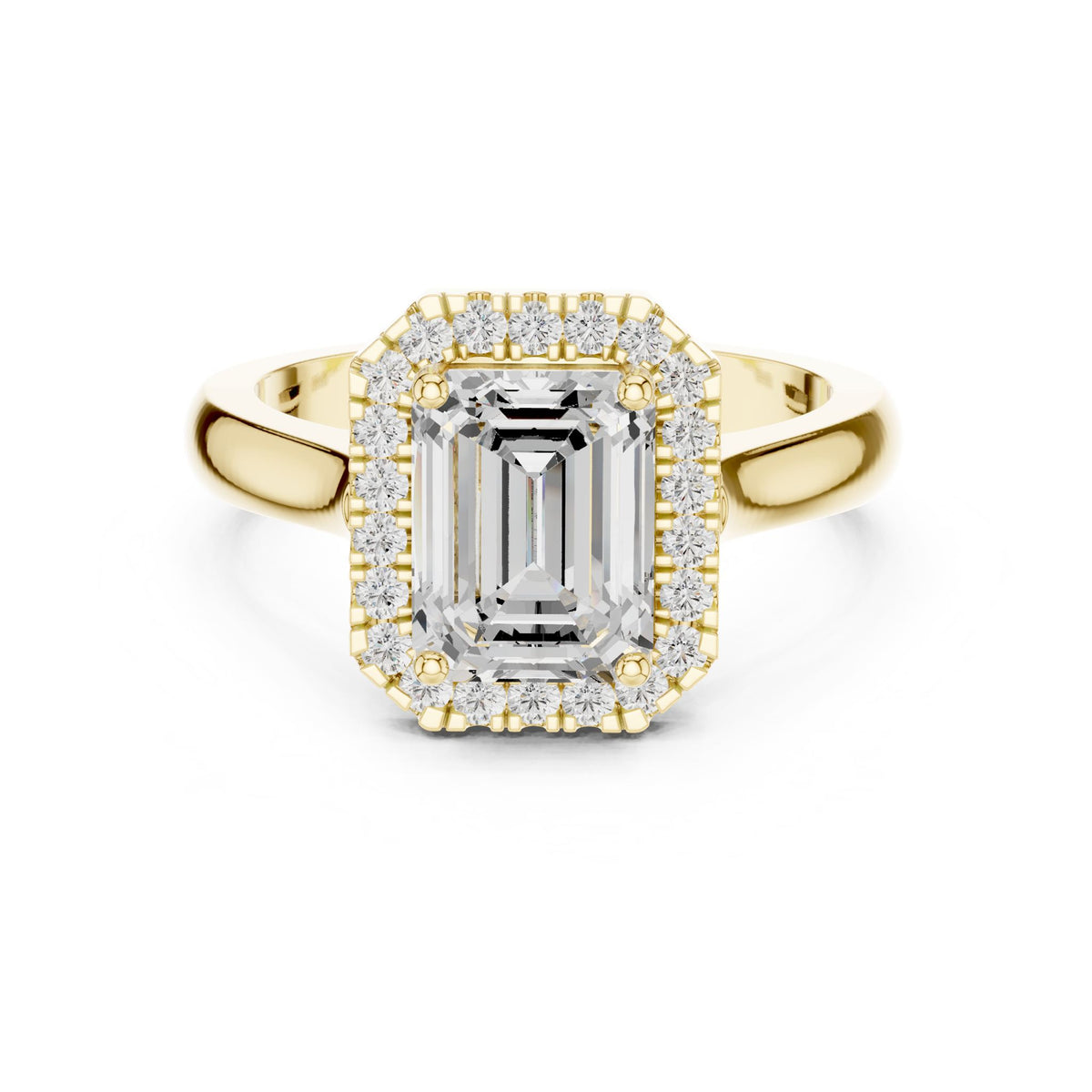 Emerald Halo Lab Grown Diamond Engagement Ring
