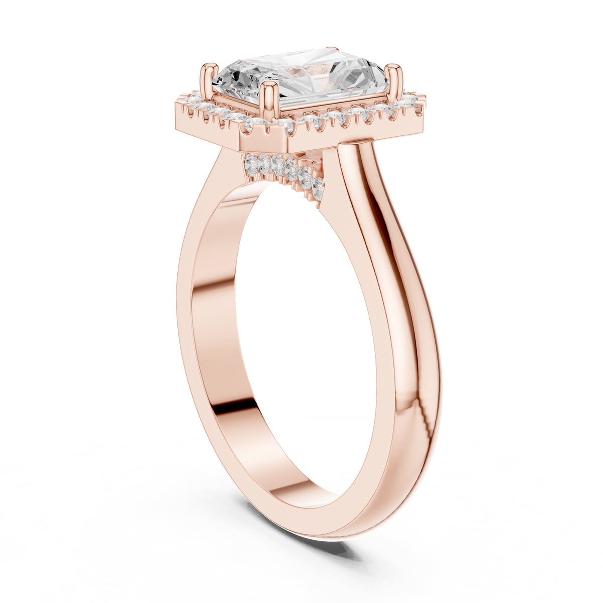 Emerald Halo Lab Grown Diamond Engagement Ring