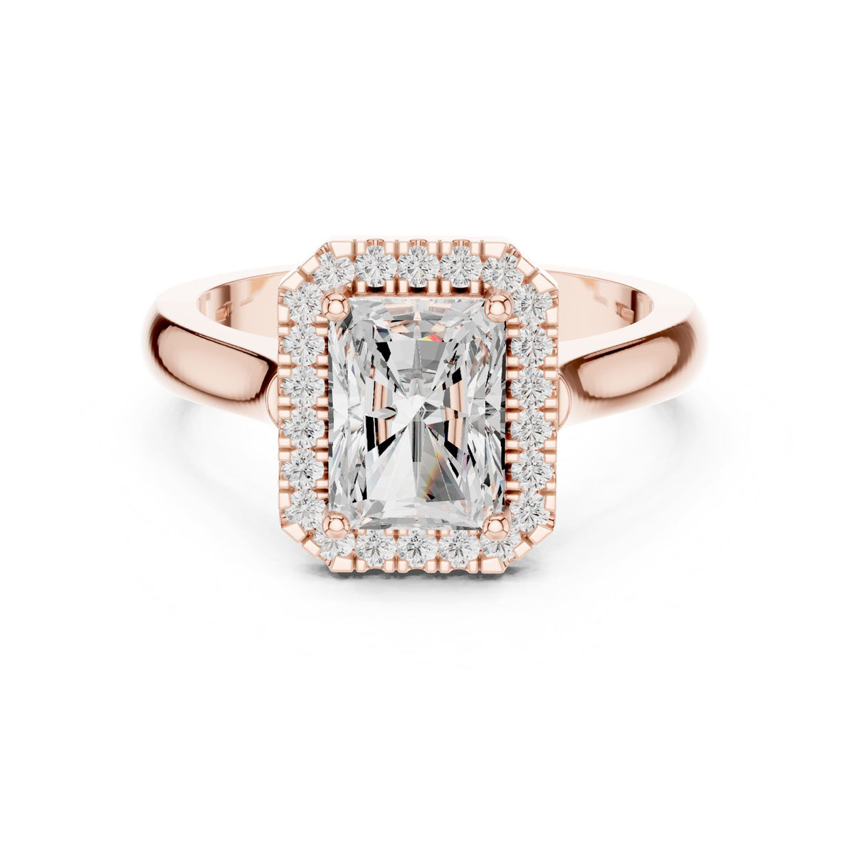 Emerald Halo Lab Grown Diamond Engagement Ring