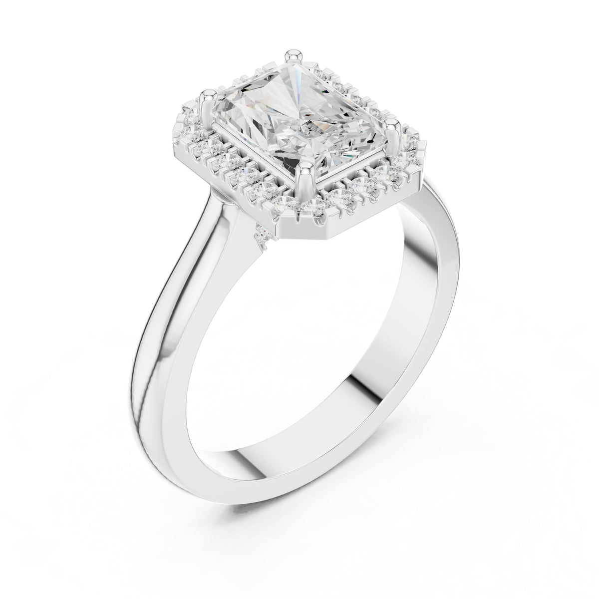 Emerald Halo Lab Grown Diamond Engagement Ring