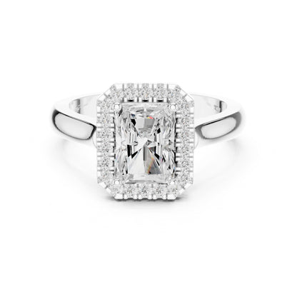 Emerald Halo Lab Grown Diamond Engagement Ring