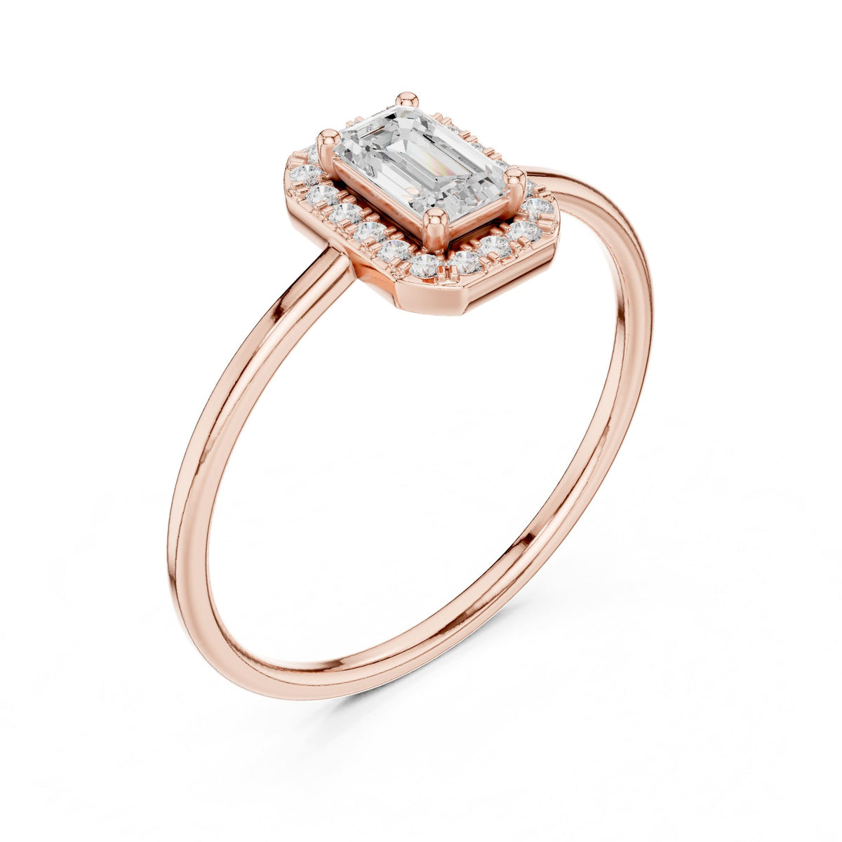 Emerald Halo Lab Grown Diamond Engagement Ring