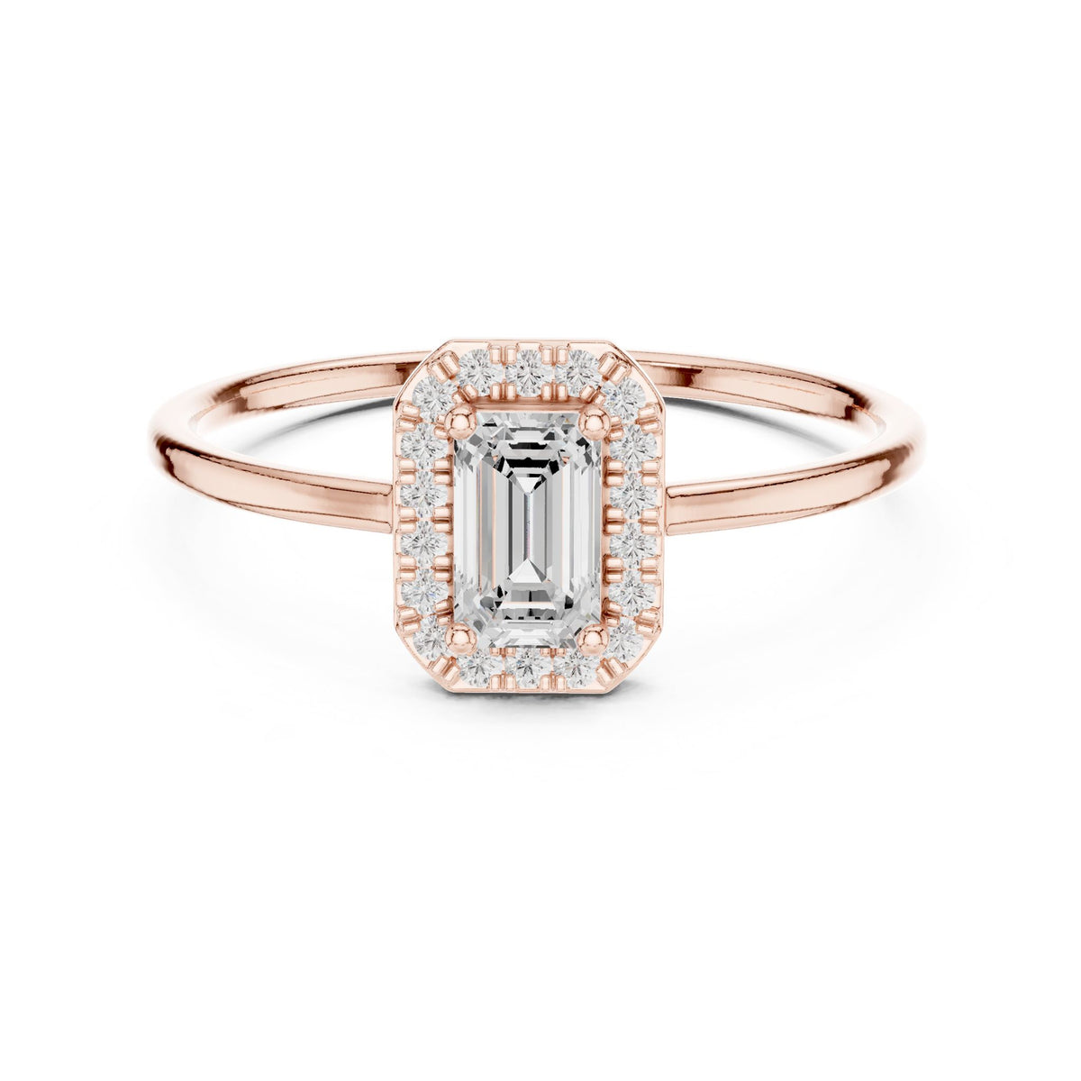 Emerald Halo Lab Grown Diamond Engagement Ring