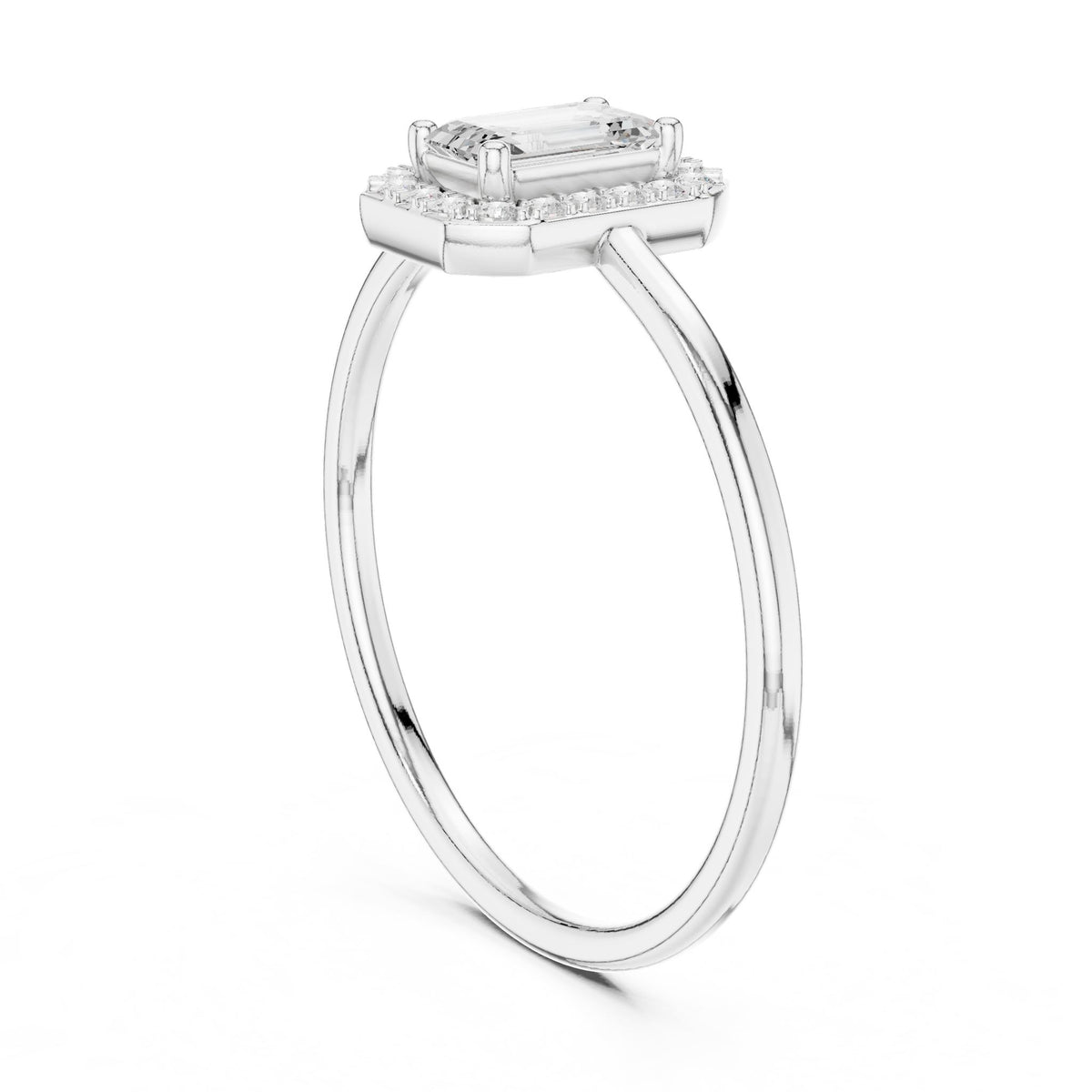 Emerald Halo Lab Grown Diamond Engagement Ring