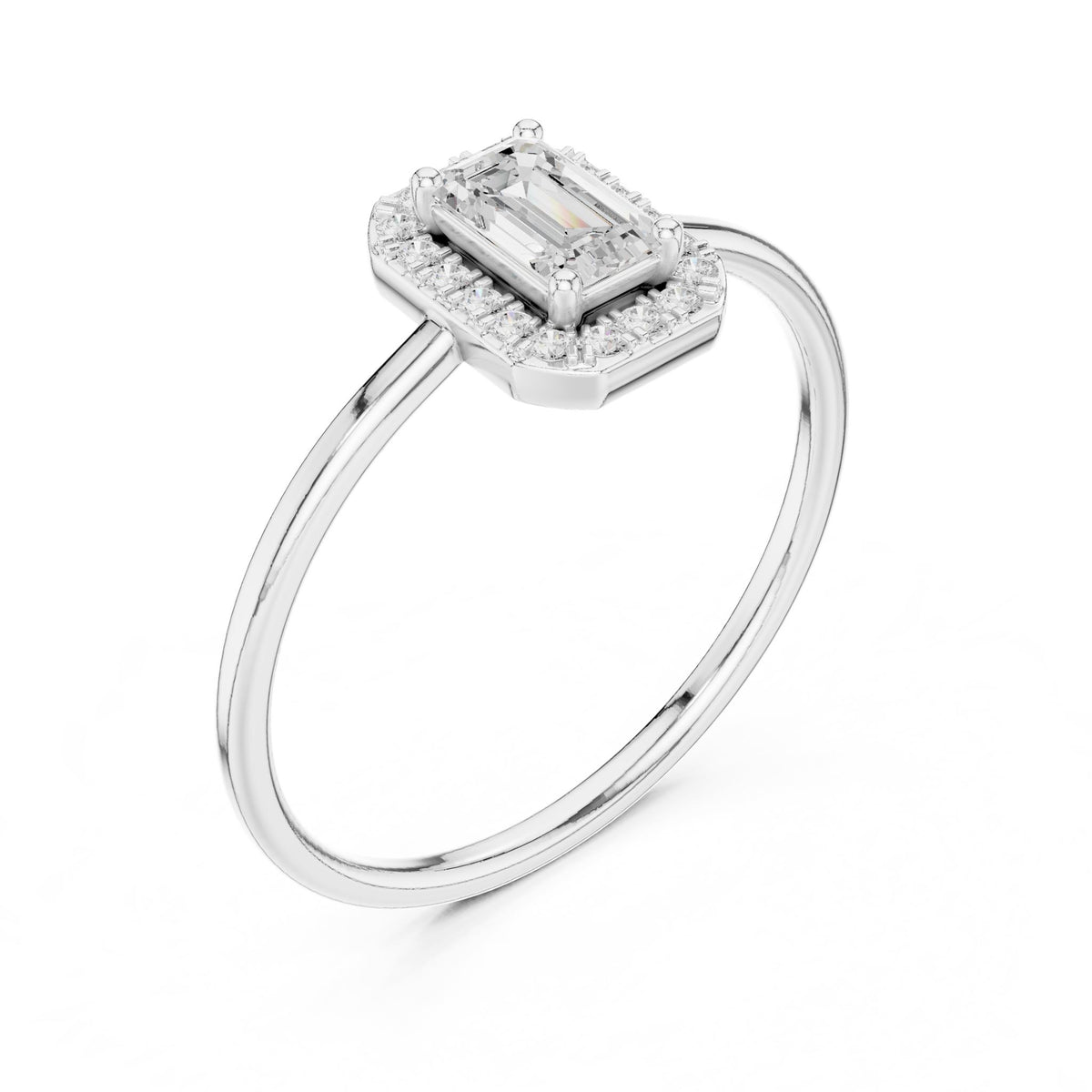 Emerald Halo Lab Grown Diamond Engagement Ring
