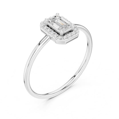 Emerald Halo Lab Grown Diamond Engagement Ring