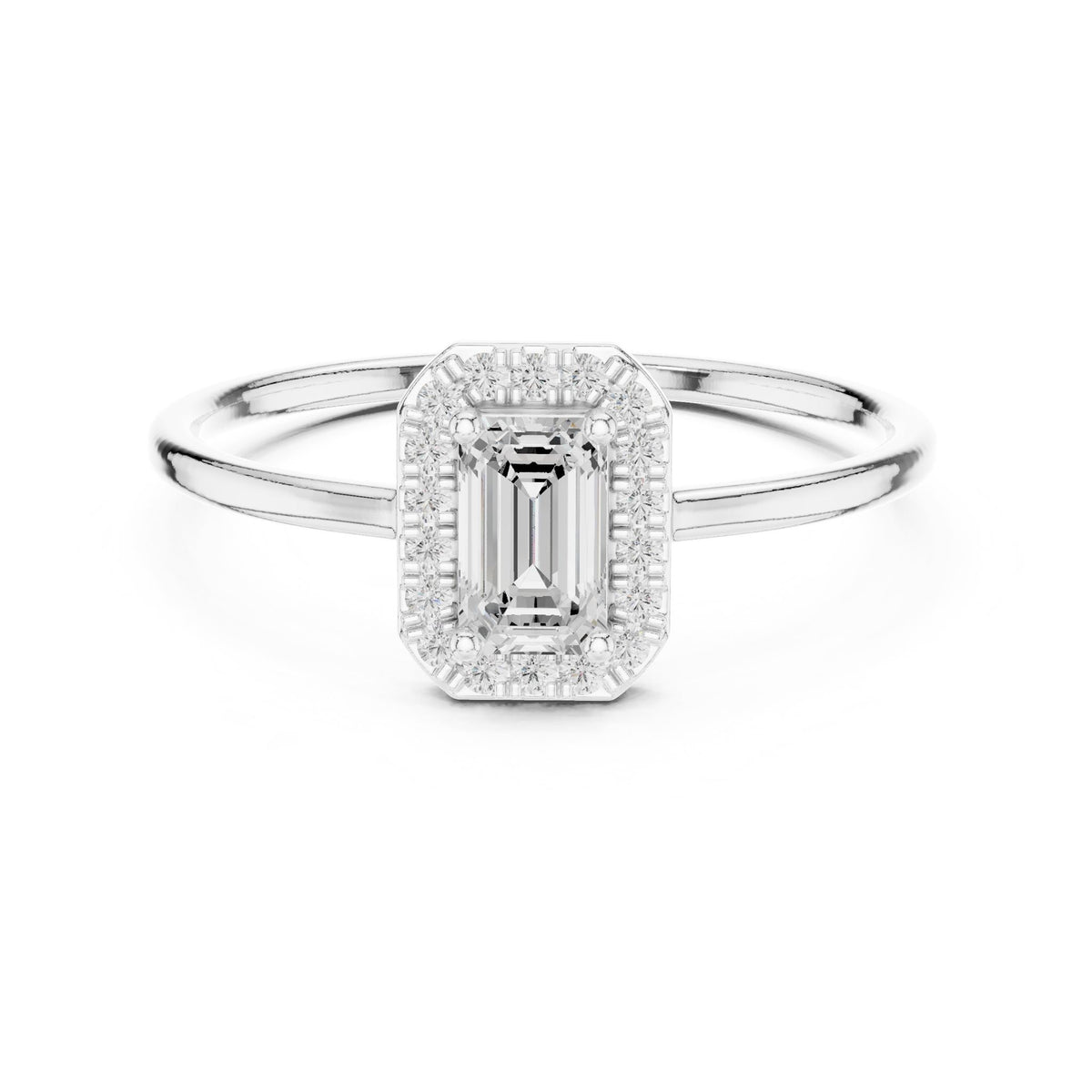 Emerald Halo Lab Grown Diamond Engagement Ring