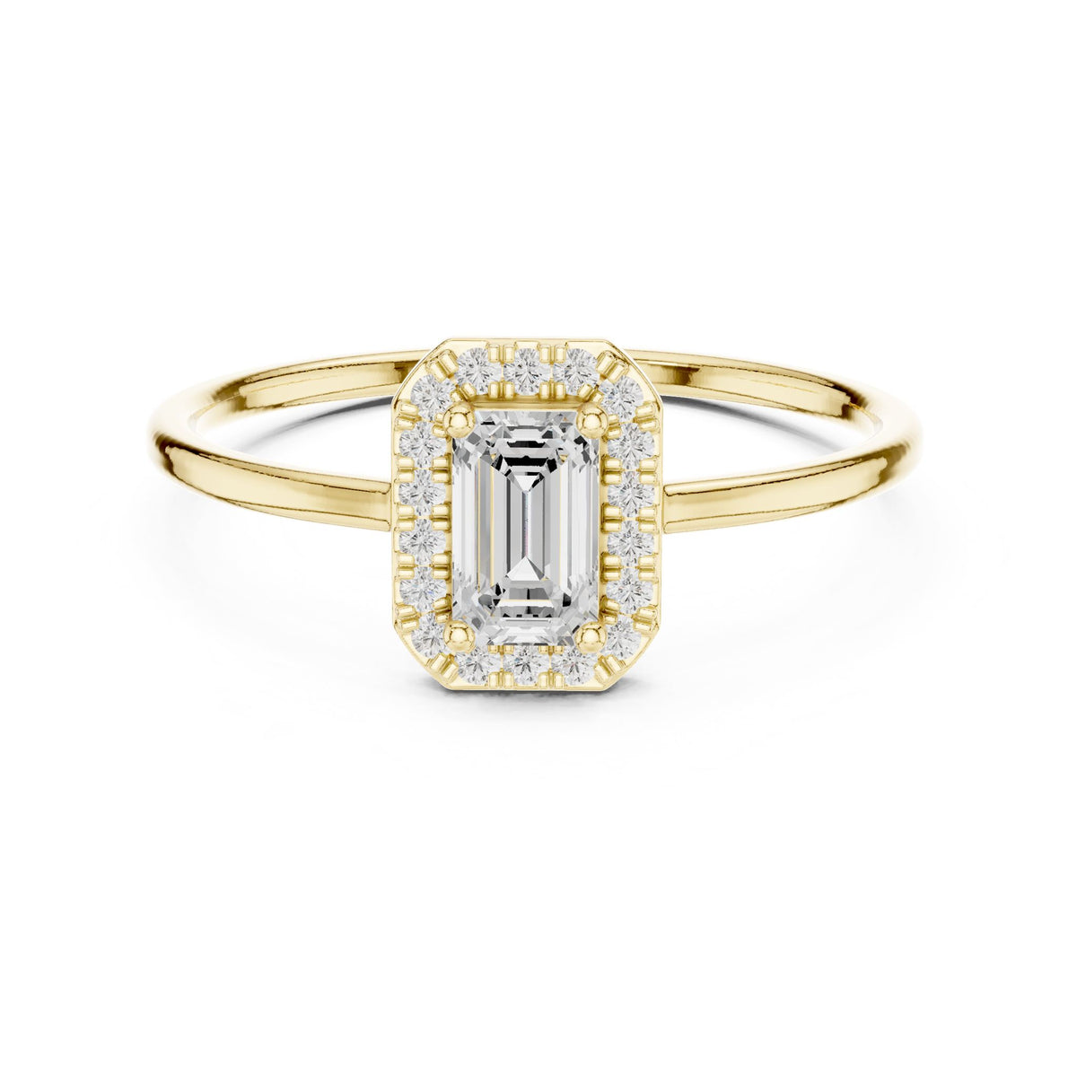 Emerald Halo Lab Grown Diamond Engagement Ring