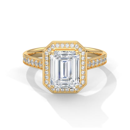 Emerald Halo Lab Grown Diamond Engagement Ring
