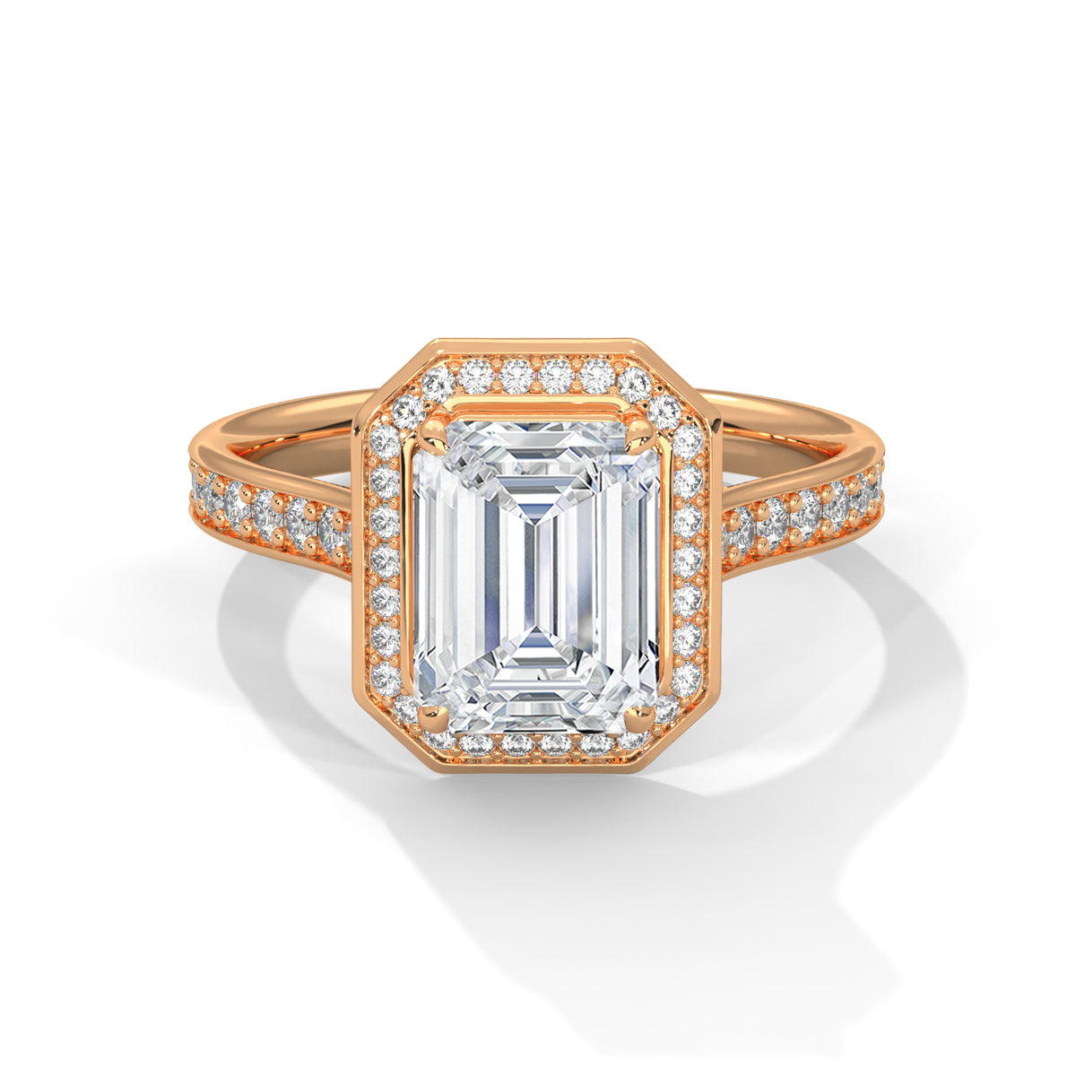Emerald Halo Lab Grown Diamond Engagement Ring