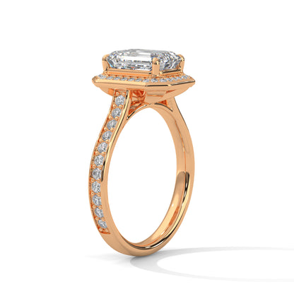 Emerald Halo Lab Grown Diamond Engagement Ring