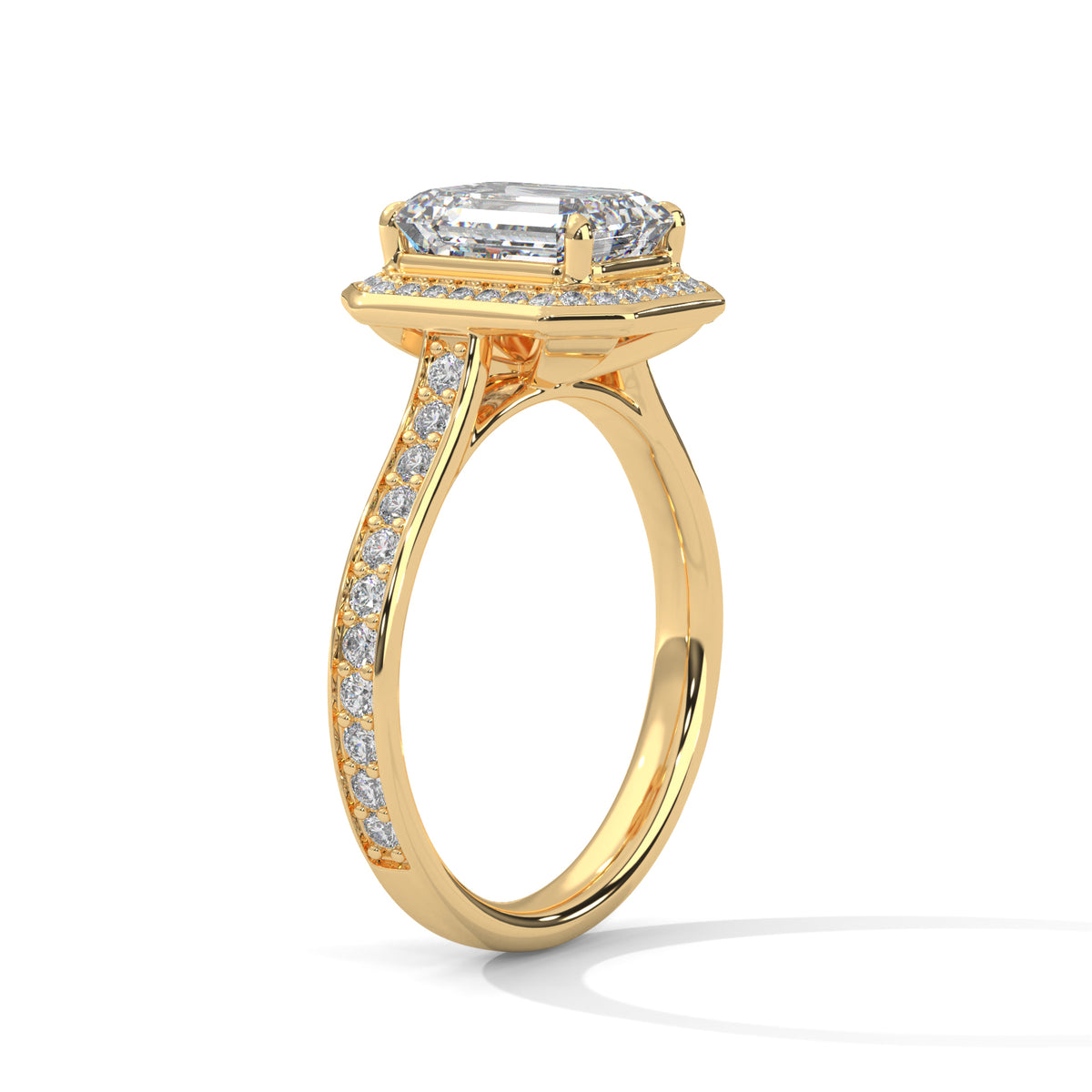 Emerald Halo Lab Grown Diamond Engagement Ring