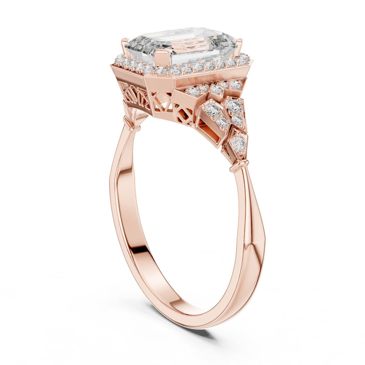 Emerald Halo Lab Grown Diamond Engagement Ring