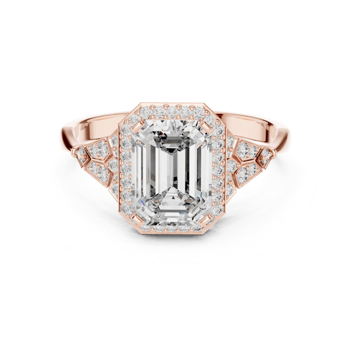 Emerald Halo Lab Grown Diamond Engagement Ring