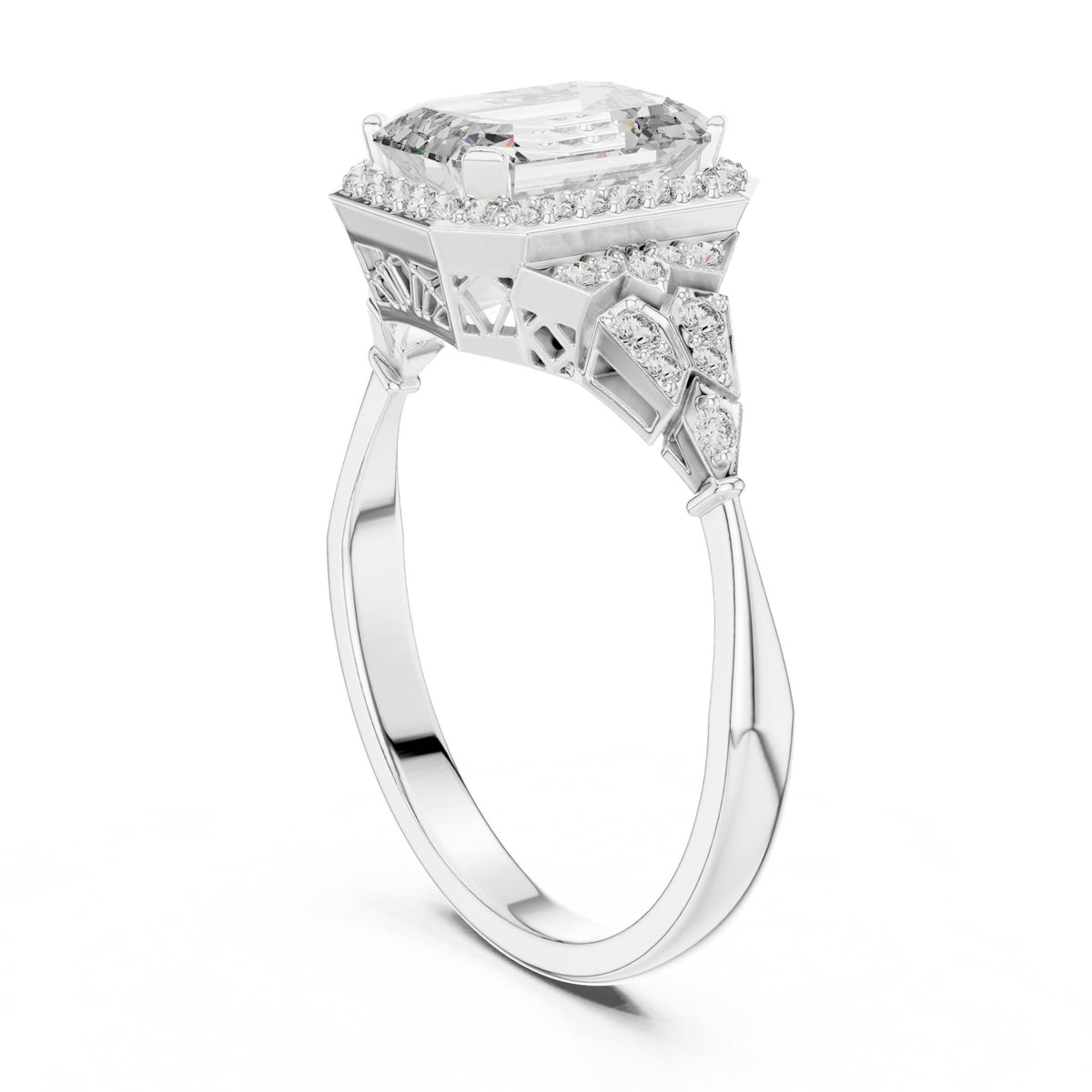 Emerald Halo Lab Grown Diamond Engagement Ring