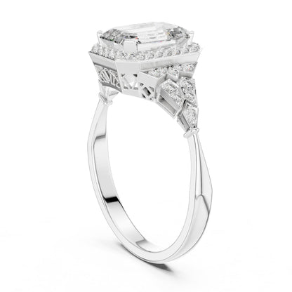 Emerald Halo Lab Grown Diamond Engagement Ring