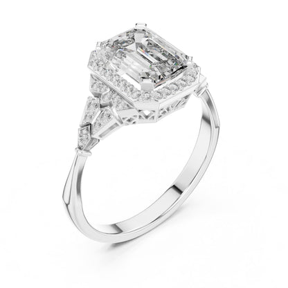 Emerald Halo Lab Grown Diamond Engagement Ring