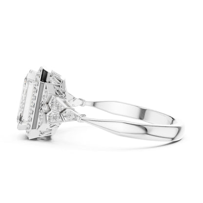 Emerald Halo Lab Grown Diamond Engagement Ring