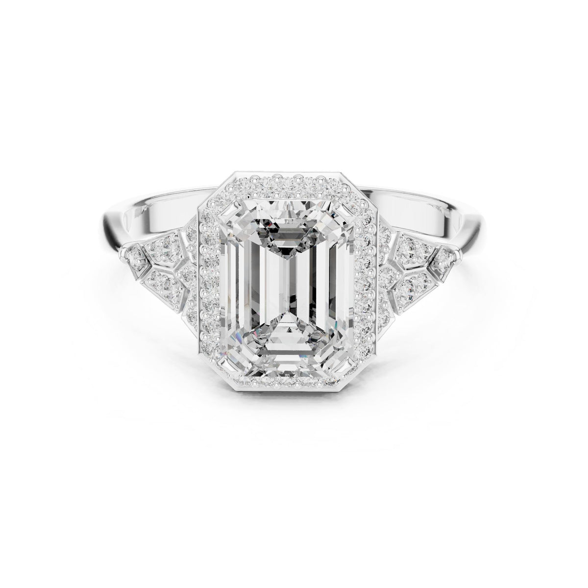 Emerald Halo Lab Grown Diamond Engagement Ring