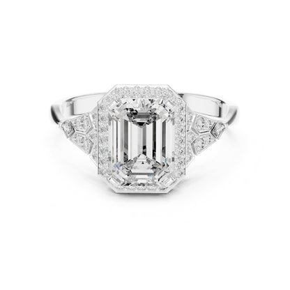 Emerald Halo Lab Grown Diamond Engagement Ring