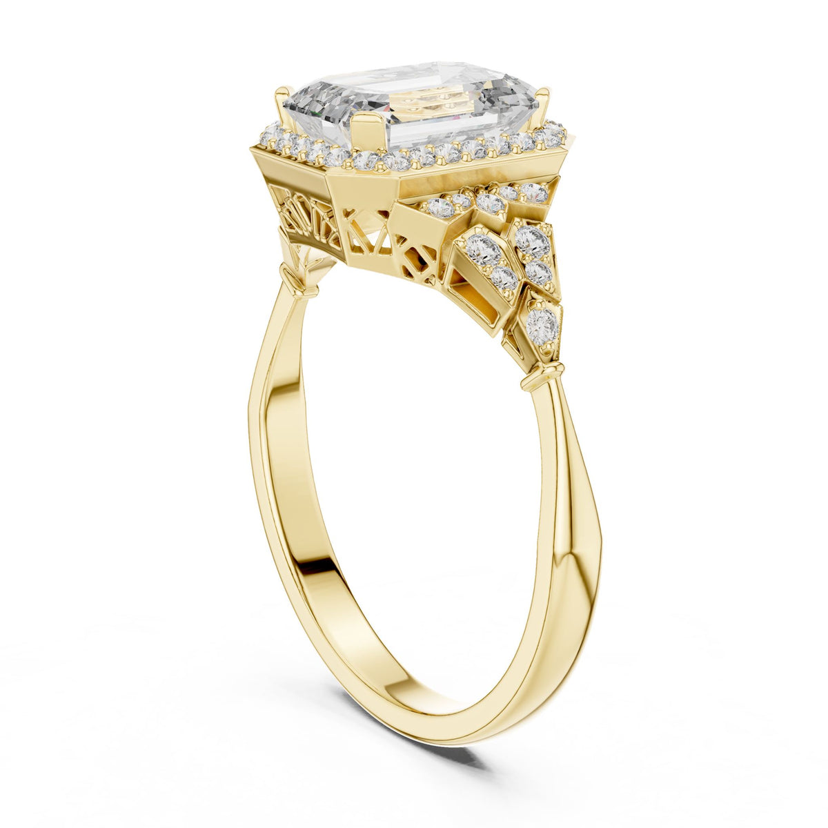 Emerald Halo Lab Grown Diamond Engagement Ring