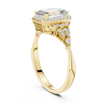 Emerald Halo Lab Grown Diamond Engagement Ring