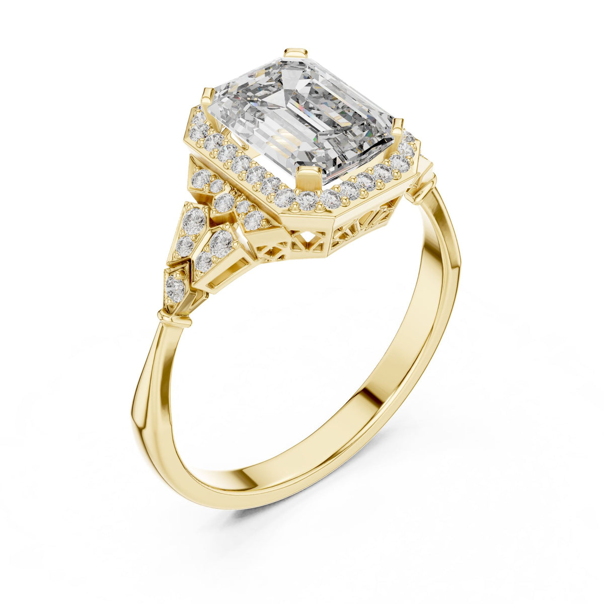 Emerald Halo Lab Grown Diamond Engagement Ring