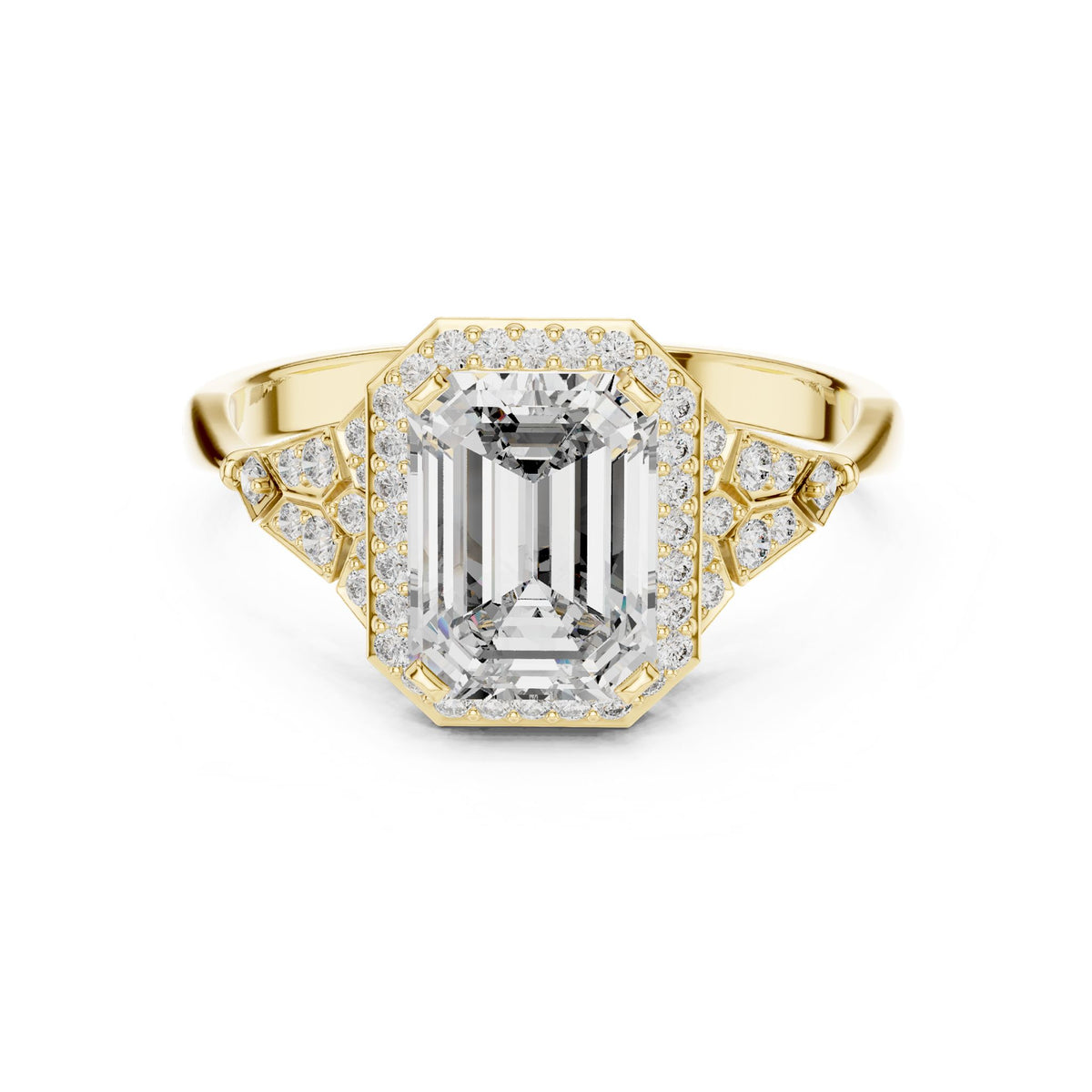 Emerald Halo Lab Grown Diamond Engagement Ring