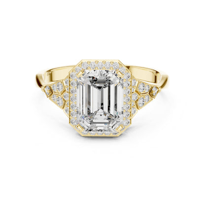 Emerald Halo Lab Grown Diamond Engagement Ring