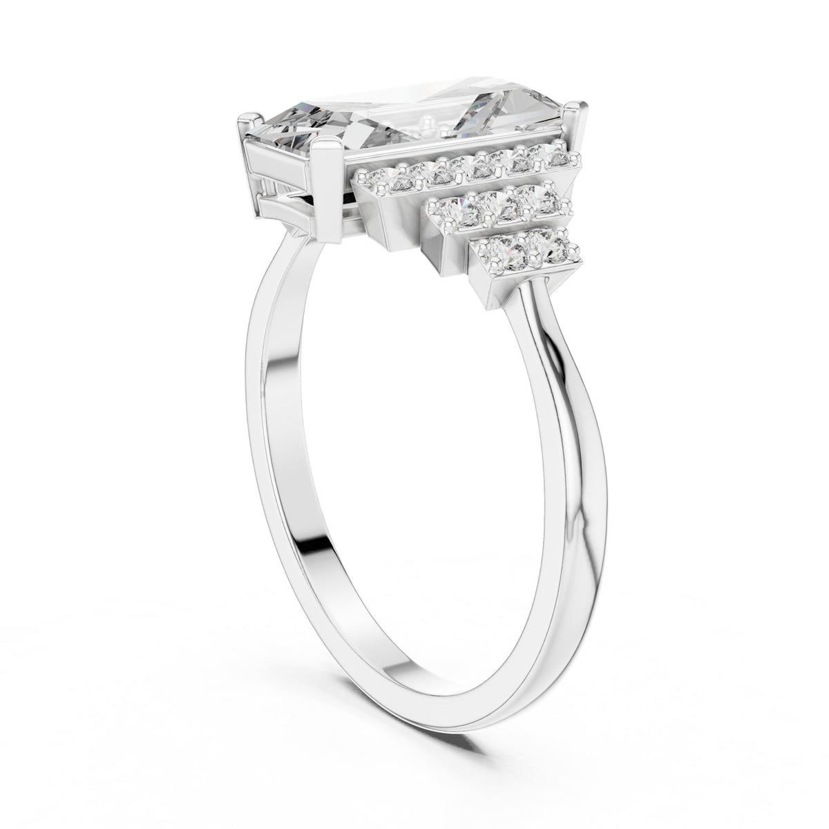Emerald Halo Lab Grown Diamond Engagement Ring