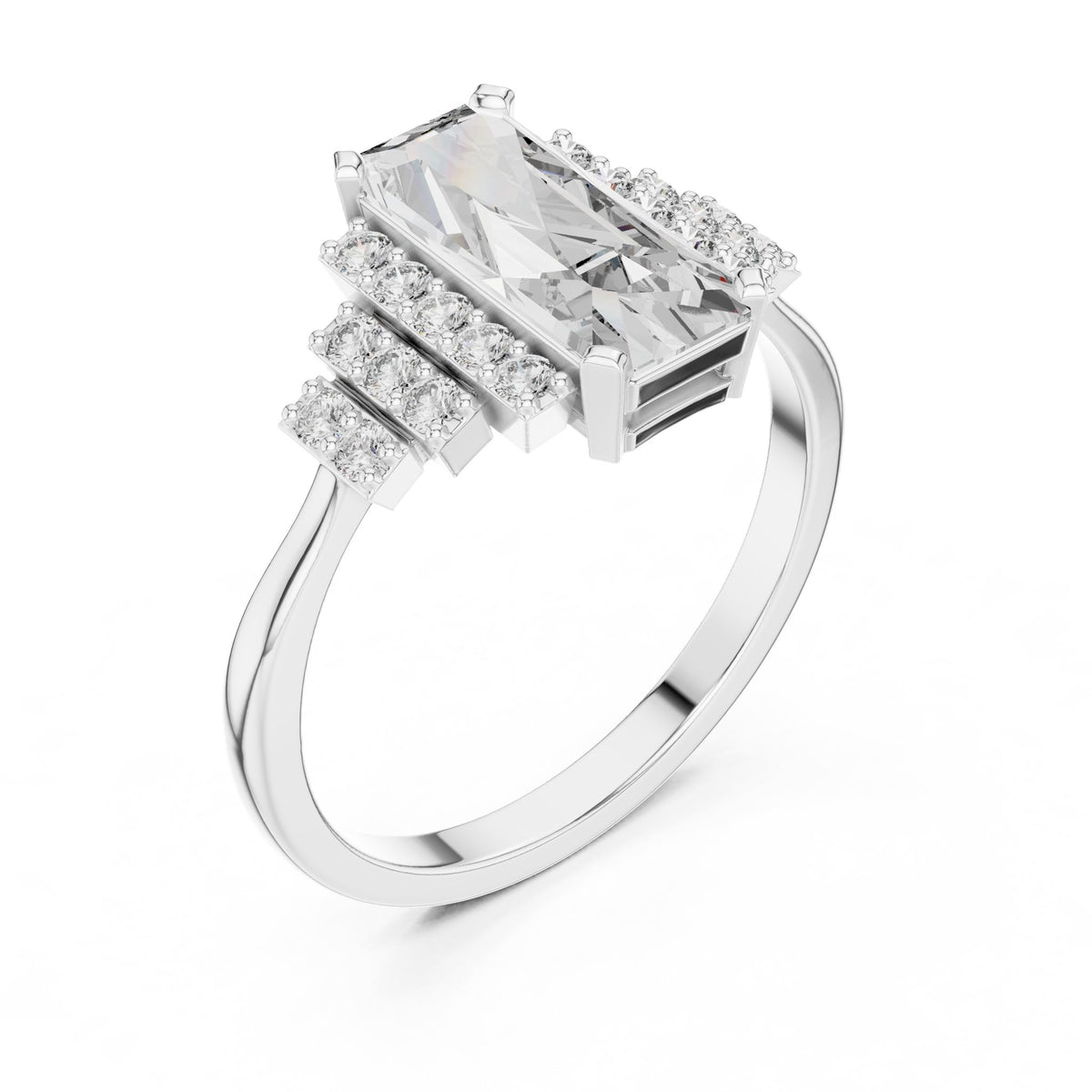 Emerald Halo Lab Grown Diamond Engagement Ring