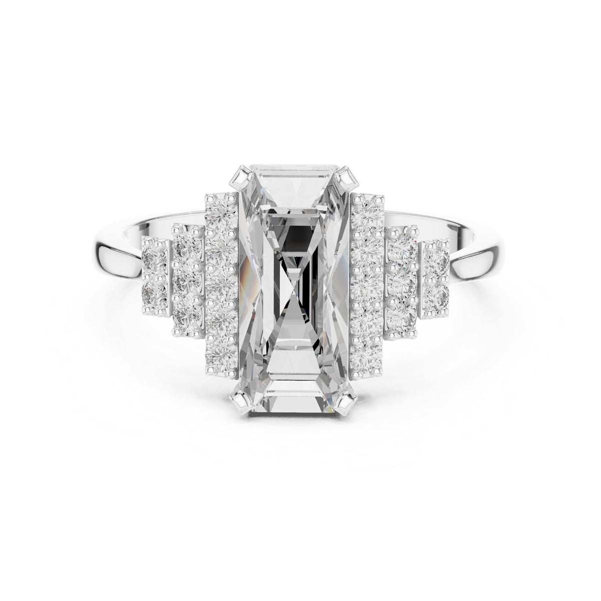Emerald Halo Lab Grown Diamond Engagement Ring