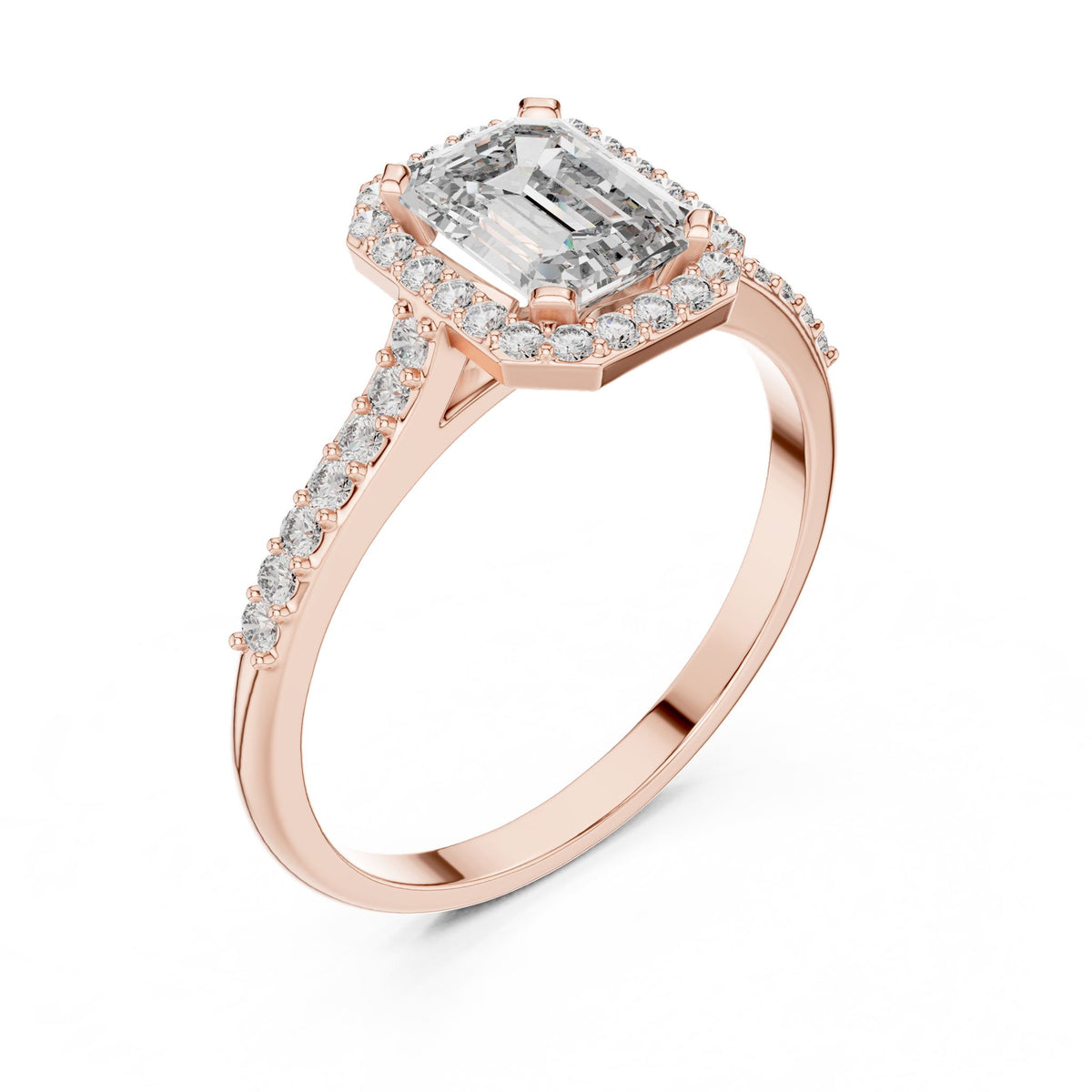Emerald Halo Lab Grown Diamond Engagement Ring