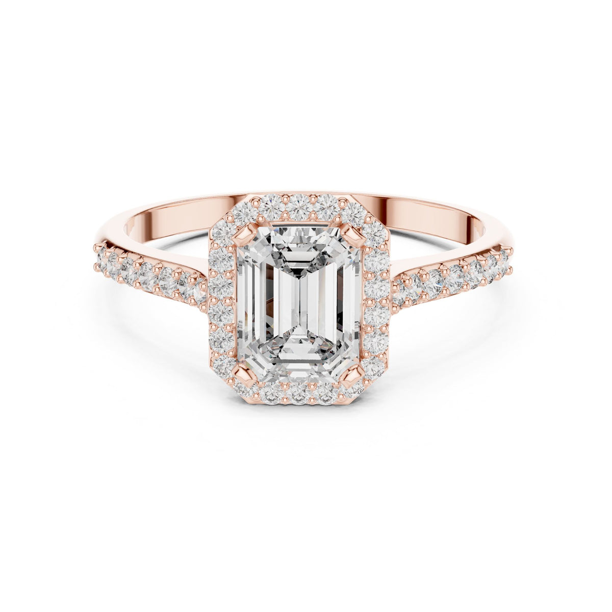 Emerald Halo Lab Grown Diamond Engagement Ring