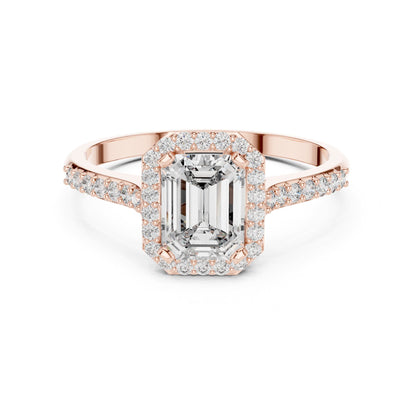 Emerald Halo Lab Grown Diamond Engagement Ring