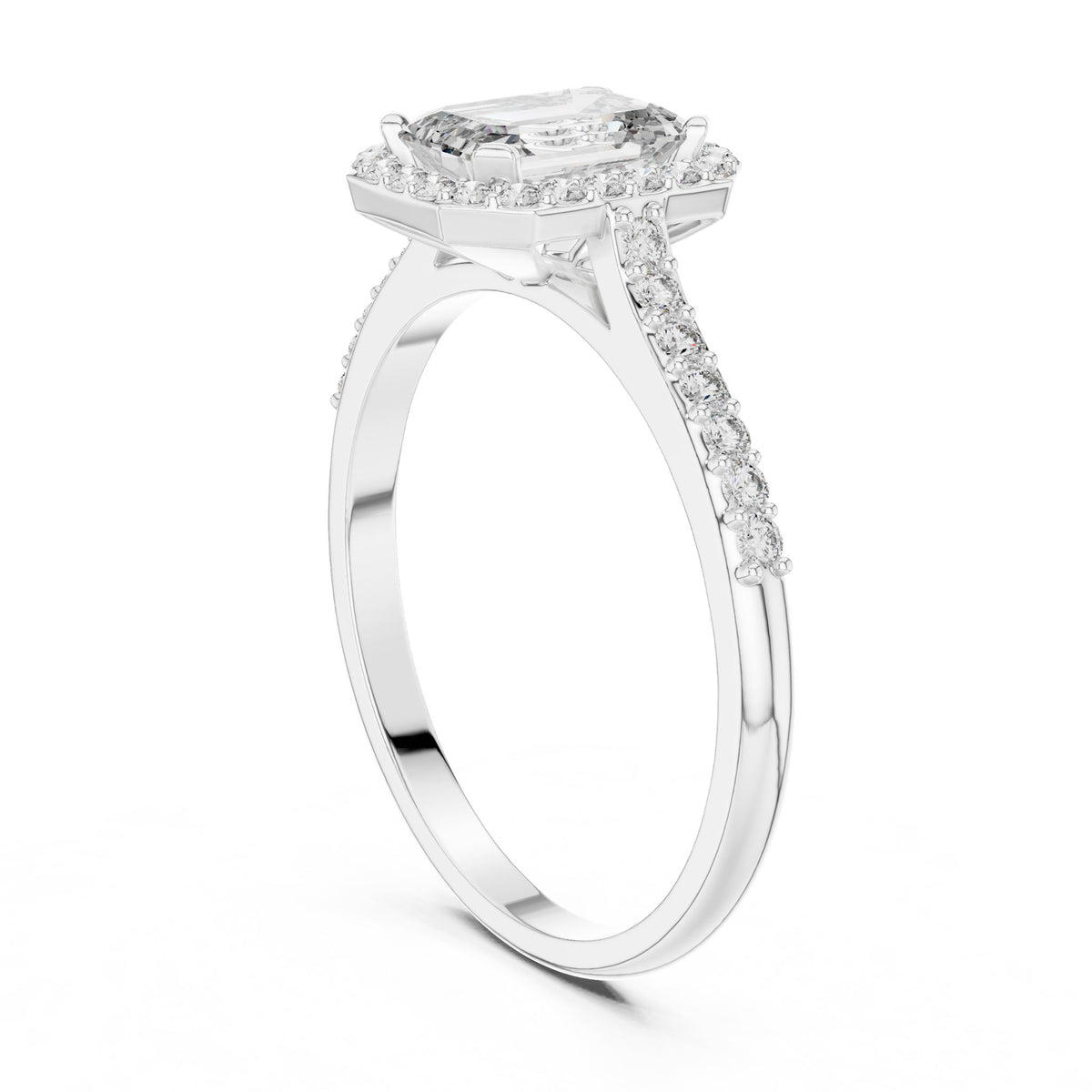 Emerald Halo Lab Grown Diamond Engagement Ring