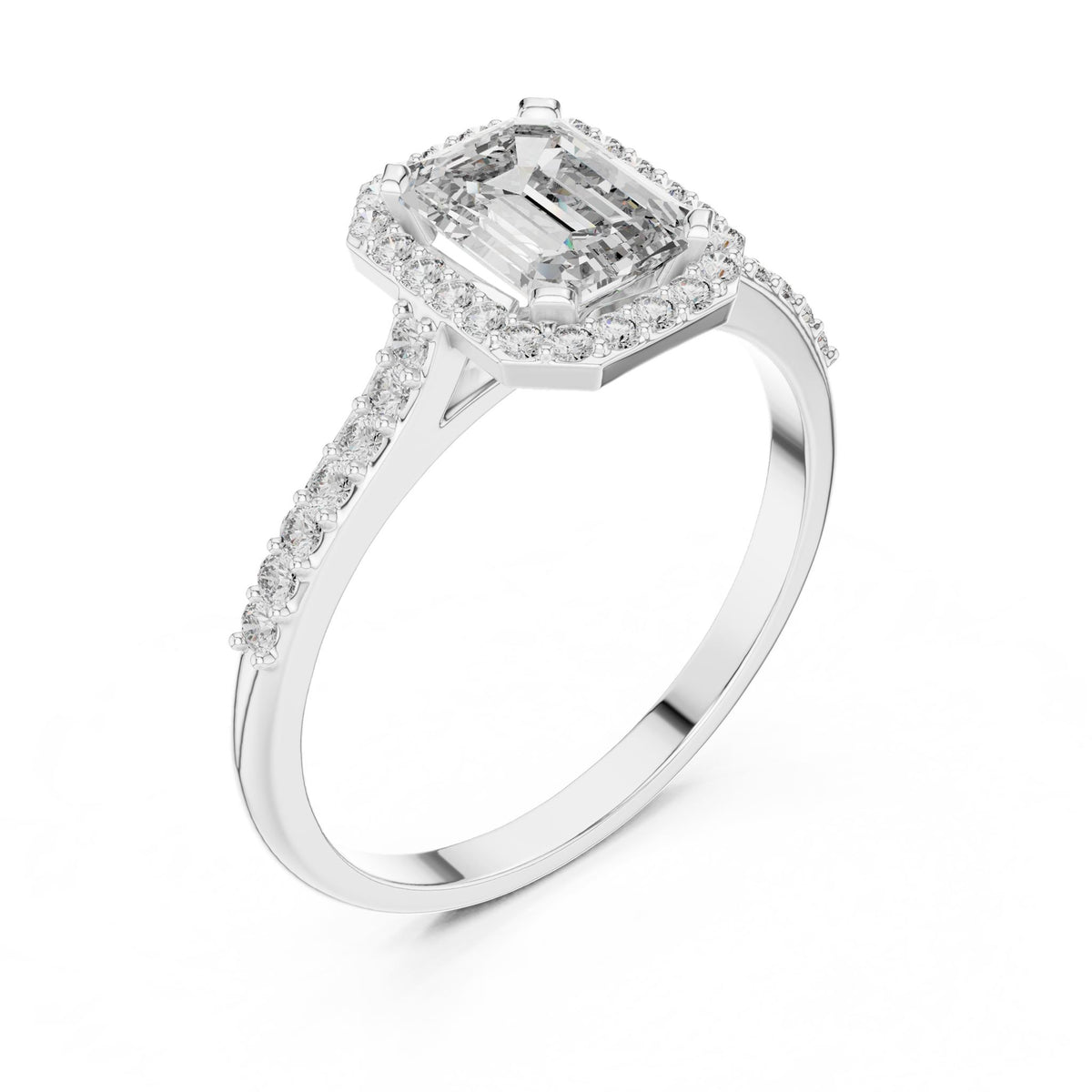 Emerald Halo Lab Grown Diamond Engagement Ring