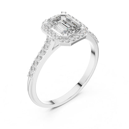 Emerald Halo Lab Grown Diamond Engagement Ring