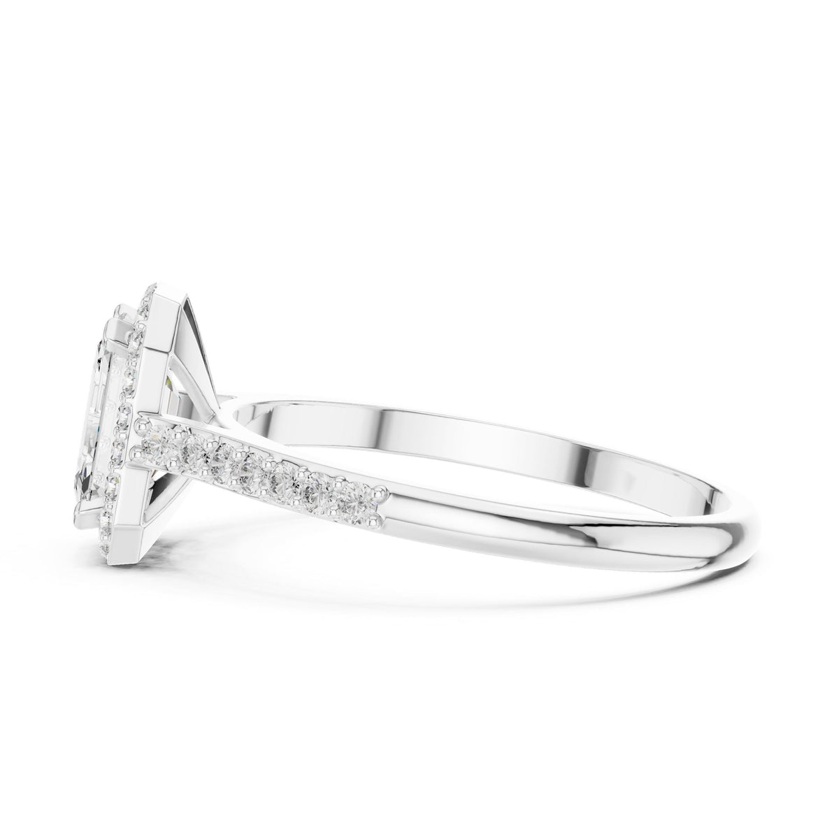 Emerald Halo Lab Grown Diamond Engagement Ring
