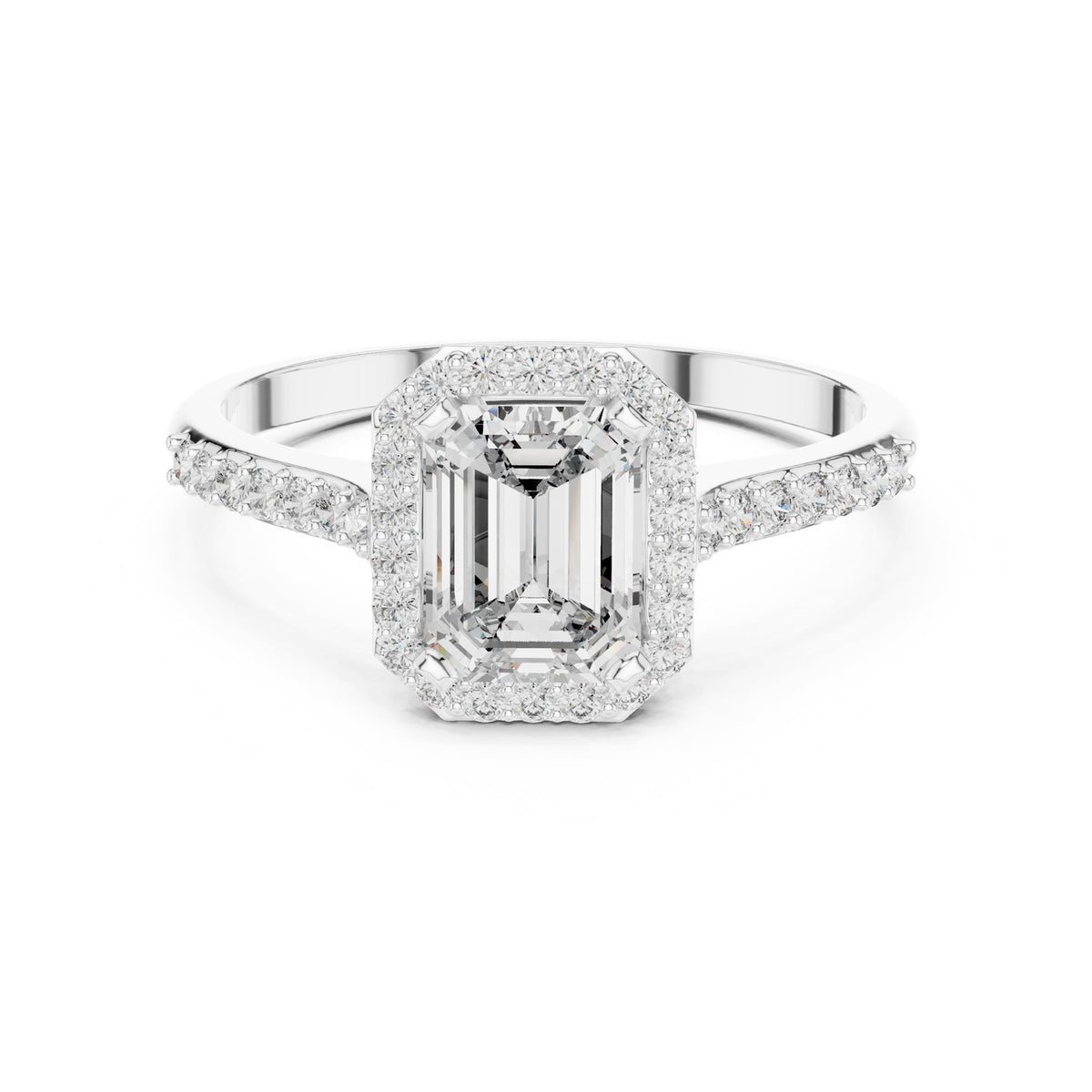 Emerald Halo Lab Grown Diamond Engagement Ring